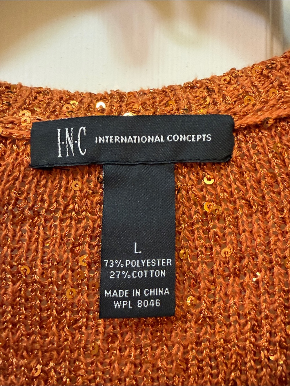 INC International Concepts Copper Sequin Long Sleeve Knit Dress - Picture 2 of 3